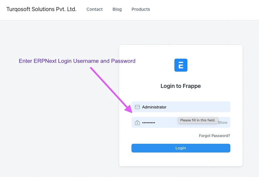 ERPNext Login Username and Password