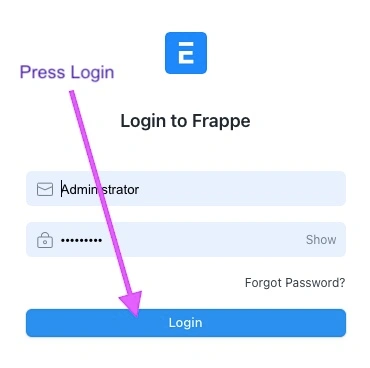 ERPNext Login Button